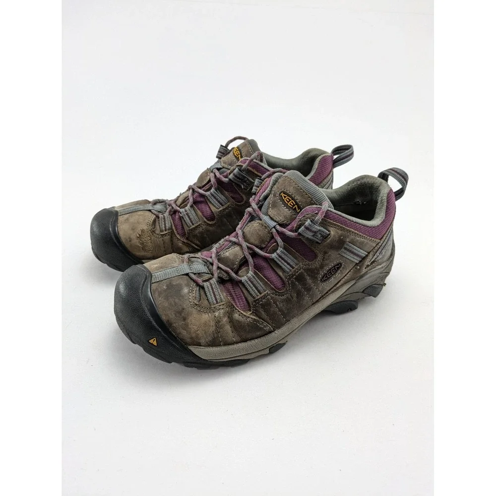 Womens KEEN Utility Detroit Low Steel Toe‎ Work Safety Gray Purple Shoes Size 9